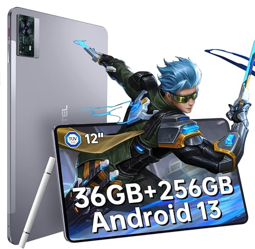 OUKITEL OT5 Tablet 12 Inch 2K Display - 36GB+256GB 2TB TF Android Tablets 11000mAh Helio G99 Octa-Core 2.2GHz Gaming Tablet 16MP+8MP, Tablet PC/1217 Speaker*4/5G WiFi/Dual SIM/Stylus/OTG/Black