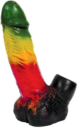 Penis Figurine - Handmade Erotic Male Art Natural Coconut Bowl Adult Gifts for Smokers (Rasta)
