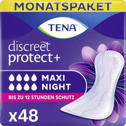 Mit Pufai Grocery, Discreet Maxi Night Einlagen Inkontinenzeinlagen für Frauen Monatspaket 4 X 12 STÜCK