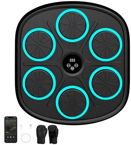 AHWOiHS Music Boxing Machine für Erwachsene, Musik-Boxmaschine Mit Boxhandschuhen LED Licht Box Wand mit Musik Box Maschine mit Boxhandschuh - Bluetooth Musical mit 9 Einstellbare für Kinder