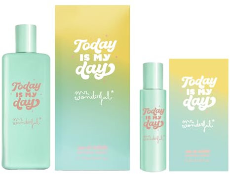 MR WONDERFUL - Today Is My Day, Colonia Mujer, Promoción 75 ml + 30 ml, Pack 2 Productos, Perfume Formato Spray, Eau de Toilette Natural y Femenina, Aroma Cítrico y Floral, Fragancia Fresca y Duradera