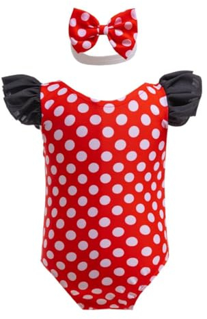 Dressy Daisy Toddler Girls Polka Dots One Piece Bathing Suit Swimsuit with Headband Swimwear Size 2T - 3T