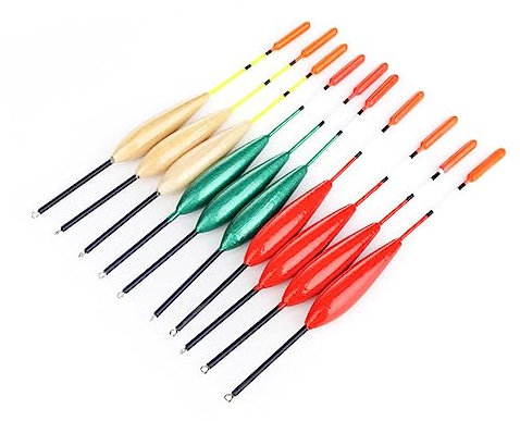 Mipcase 10pcs Wooden Fishing Floats Drifting Buoyancy Bobbers for Sea Stream Lake Fishing High Visibility