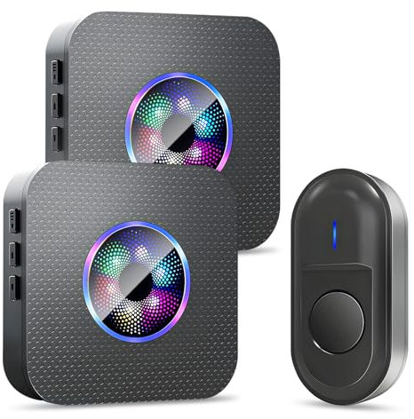 Campanello senza fili, campanello da esterno senza fili impermeabile con 300 metri di portata, campanello da esterno senza fili con 55 suonerie, 5 livelli di volume