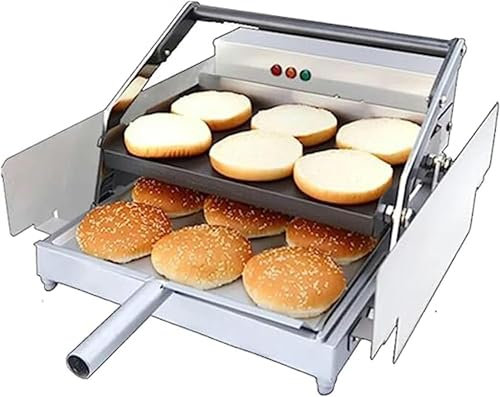GFXYQPDNV 750W Bake Burger Machine Commercial Hamburger Baking Mix Double Layer Stack Bun Toaster, 20240106