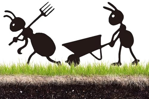 Gartenpfähle für den Außenbereich,Dekorative Pfähle für den Garten - Metall-Ameisen-Ornamente, Topfpflanzen, Erdspieße - Rasendekorationsstäbe für Garten, Bauernhof, Hof und Wege
