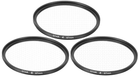 sourcing map 67mm Star Lens Filter, 1 Set Starburst Lens Filter 4 Points 6 Points 8 Points Star Camera Lens Filter for Night Scenery Glassworks