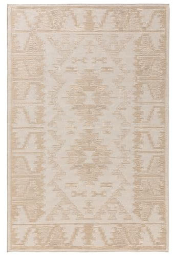 benuta Nest Teppich Bronco - Creme 300x400 cm - Kunstfaser - Outdoor geeignet - Rechteckig & im Style: Geometrisch, Minimalistisch - Pflegeleicht für Wohnzimmer Schlafzimmer