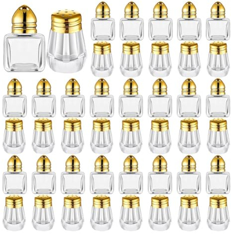 Blmirror Mini-Salz- und Pfefferstreuer, Klare Gewürzstreuer, Winzige Gewürzstreuer, Transparente Gewürzstreuer, Gold