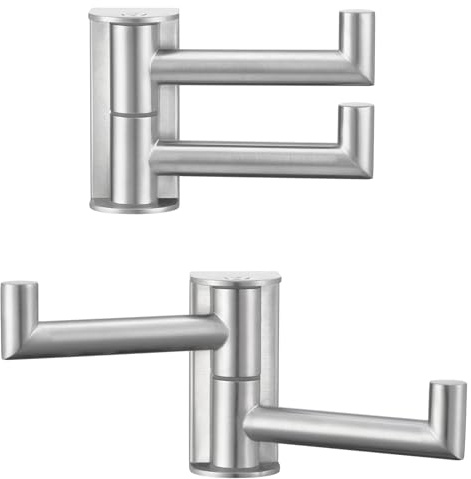 Angle Simple Handtuchhaken mit Drehgelenk, 2 Stück, gebürstetes Nickel, 304 Edelstahl, Badezimmer-Haken