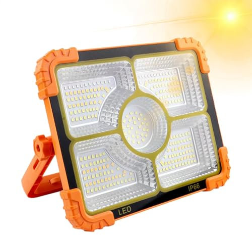Lámpara de trabajo LED recargable, lámpara de trabajo portátil | Lámpara solar de trabajo LED de 5 modos | Lámpara de pie LED con batería de 12000 mAh, proyector para camping, reparación de