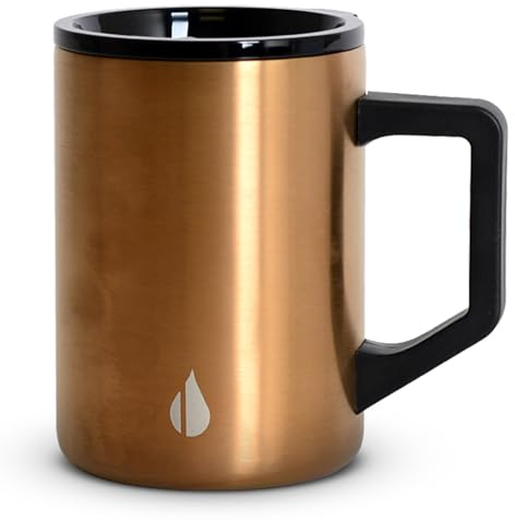 Elemental Insulated Coffee Mug - Triple-Wall Stainless Steel Summit Travel Cup for Hot and Cold Drinks - Thermal Coffee Mug with Lid and Handle for Camping, Office & Travel 16oz - Copper