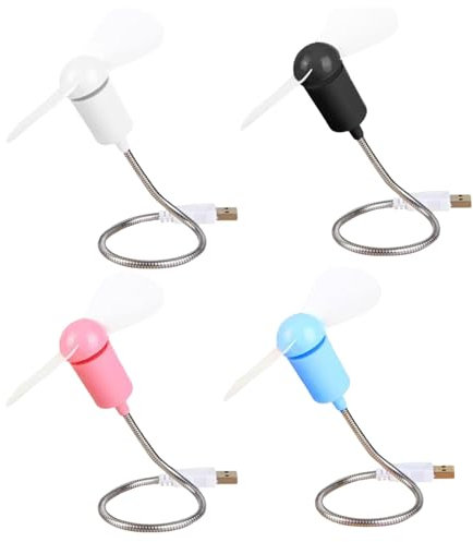 KARELLS Schwanenhals Lüfter,Faltbar Schwanenhals Fan,4 Stück USB-Ventilator,Schwanenhalsventilator,Schwanenhals Ventilator,Mini Lüfter USB,mit weichen Lüfterflügeln,Für Zuhause und Büro