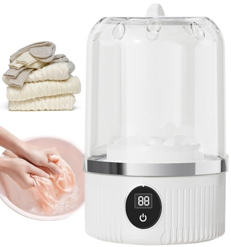 Portable Washing Machine, Baby Sock Washer, 8.07in Cordless Mini Electric Washer 1L Cup Capacity, Lightweight Automatic Laundry Device for Kids Clothes, Travel, Dorm, Hotel Use