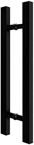 Poignée de porte noire effet lasuré – Tube carré pour portes de grange en verre et bois (1200 x 800 mm) – Design élégant pour intérieurs modernes