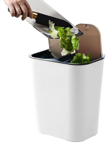 Cestino Doppio - Cestino Per Rifiuti Con Riciclo Combinato,Secchio Rifiuti 18L Coperchi a Pressione per Cucina Bagno Esterno Giardino Lavanderia Sala Pranzo