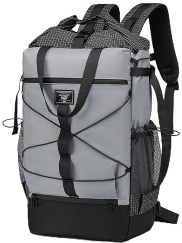 BAGZY Rolltop Ryggsäck 40x30x15 British Airways Vattentät Rollryggsäck Dam Herr Laptopryggsäck Med Laptopfack För 17 Tum Stort Dagsryggsäck Sportryggsäck Reseryggsäck För Business Stad Grå