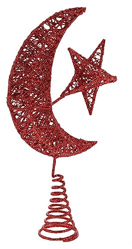 SWOOMEY Weihnachtlicher Stern Mond Baum Topper aus Glitzernde Weihnachtsbaumspitze für Festliche Dekoration Kinderfreundlich für Weihnachten und Winterfeiern