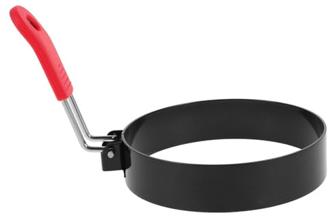 EPIGEIST Aros Para Freír Huevos y Tortillas De Acero Inoxidable 9 Cm Con Mango De Silicona Antideslizante Resistentes Versátiles Perfectos Para Estufa y Plancha 2 Unidades Para Desayuno Casa