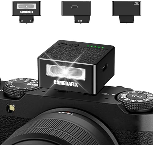 CAMEDAFLX CF2 Mini Camera Flash-Aluminum Hot Shoe Flash,GN10,5 Power Levels Manual Camera Flash for Sony ZV1/Ricoh GR3/Fuji/Canon/Nikon/Mini Flash for Film Camera DSLR(Black).