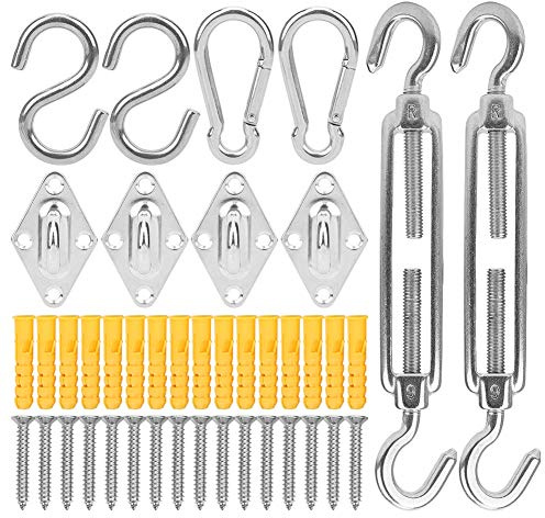 Stainless Steel Boat Awning Hardware | 304 Spring Hook Fitting for Shade Sail/Sun Shade/Marine Use | Rhombus Buckle Kit with Tensioner & Screws