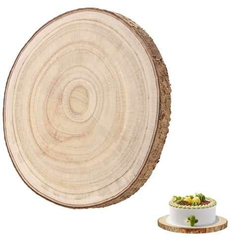 Holzscheiben, Ø30-35cm Große Holzscheibe zum Basteln, Baumscheiben 30cm Deko, Paulownia Holzplatte Rund, Holz Log Durchmesser 20mm Dicke für DIY Hochzeit Weihnachtsdeko Untersetzer & Tischdeko