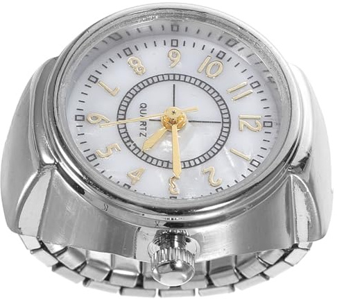 Toddmomy Ringuhr aus Legierung in Silber mit Großen Ziffern Modisches Ringdesign für Damen und Herren Praktisch als Schmuck und Zeitanzeige