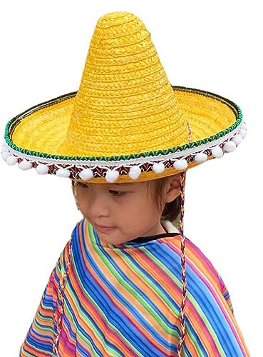 Oxtxuzdm Weaving Sombrero Hat Festival Hats Mexicans Party Photography Props For Children Traditional Costume Headwear Mexicans Festival Natural Straw