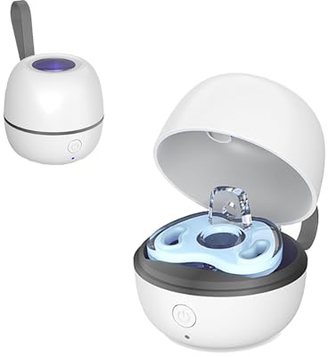 Portable UV Dummy Steriliser, 99.99% Sterilisation in 3 Mins Mini UV-C Sanitizer Box for Pacifier USB-C Rechargeable Baby Pacifier Sanitiser for On The Go(White)