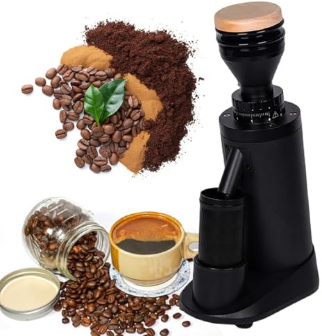 XEEAOFE Macinacaffè a Macine Piane/Coniche, Dosaggio a Tempo, Macinacaffè a Macine Coniche Professionali per Uso Domestico, Anti-statico, Nero Conical