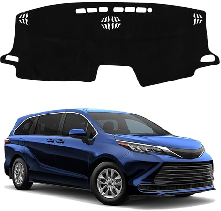 YYCKE Dash Cover Mat Custom Fit for Toyota Sienna Mini Van 2021-2024 2025 2026 Accessories Dashboard Pad Carpet Protector