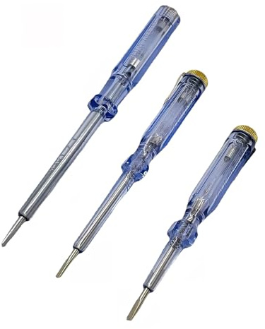3Pcs Electrical Mains Voltage Tester Pen Insulated Flat Head Electrical Test Screwdriver 100-250V Circuit Tester, Three Sizes