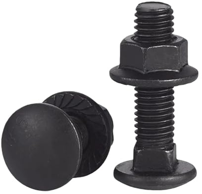 2-10 jeux de boulons de carrosserie M6M8M10 GB12 GB6177 noirs de qualité 8.8, boulons et écrous à tête semi-ronde à haute résistance à col carré(M10x40mm 2sets)