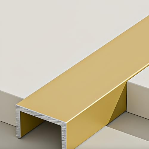 Coayuou Profile Carrelage Profile en U 100cm* 3 Pièces Baguette Alu Profilé De Finition Solution Pratique pour Protéger Les Bords De Carrelage dans Votre Cuisine Ou Salle De Bain(Gold,15mm)