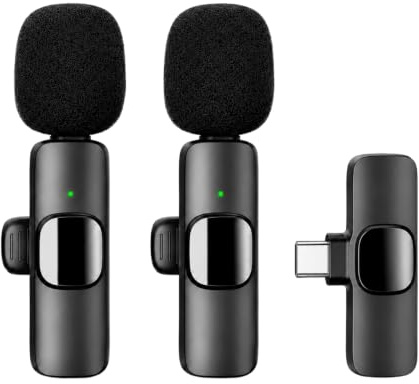 Kit Microfono Lavalier Wireless USB-C, Plug & Play, Riduzione del Rumore, Microfono Senza Fili per iPhone, Android, Tablet e PC USB-C, Ricarica Durante l'Uso, TikTok, YouTube, Podcast e Streaming
