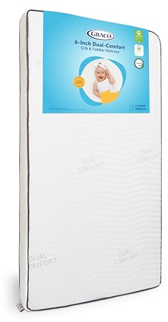 Graco 6-Inch Dual-Comfort Crib & Toddler Mattress - GREENGUARD Gold, CertiPUR-US Certified Foam, Machine Washable Cover with 100% Waterproof Surface, Fits Standard Full Size Baby Crib and Toddler Bed