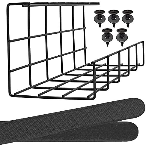 Under Desk Cable Management Tray - Under Desk Cable Organizer for Wire Management. Super Sturdy Desk Cable Tray. Perfect Standing Desk Cable Management Rack (Black Wire Tray - Single 16'')