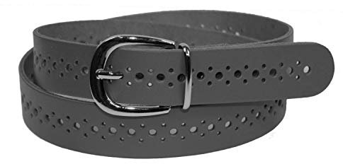 Glamexx24 Damen Echt Ledergürtel 3cm Breite, Jeansgürtel, Hüftgürtel Made in Germany Dunkel Grau