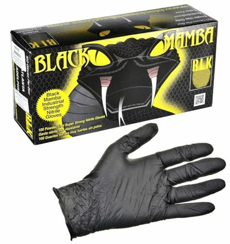Black Mamba Lot de 100 gants jetables en nitrile Noir Taille L