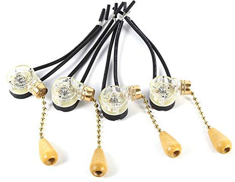 4pcs Cadena de interruptor de luz, Switch Inicio Ventilador de techo Luz de la pared Reemplazo Tirar del cable de la cadena Interruptor 250V 125V