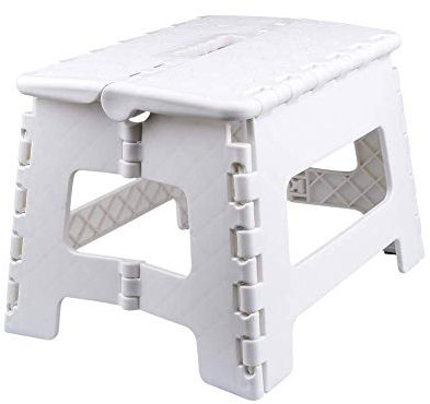 Usmascot - Sgabello Pieghevole, Sgabelli Antiscivolo, Abbastanza Robusto e Sicuro, può Sostenere Fino a 160 kg, Poggiapiedi per Adulti o Bambini, per Cucina, Bagno ECC. (Bianco, M)