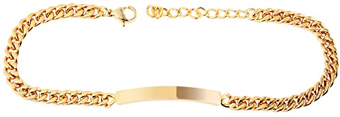 Hanessa Personalisiertes Armband mit Gravur für Männer und Frauen Edelstahl gold Länge verstellbar 18-21 cm | Personalisierte Armbänder mit Namen Herren Damen