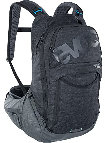EVOC TRAIL PRO 16l Protektor Rucksack für Tagestouren & Trailriding, Fahrradrucksack (Backpack mit LITESHIELD PLUS Rückenprotektor, extra leicht, 3l Trinkblasenfach, Größe: L/XL), Schwarz/Carbon Grau