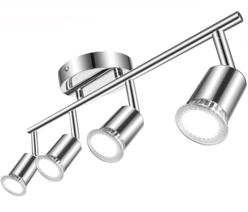 Aigostar Faretti LED Soffitto Orientabili, Lampada da Soffitto Moderna GU10, 4 Luci Lampadario Camera da Letto Cucina Soggiorno 220V (Lampadine non incluse)