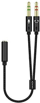 AISENS - CABLE ADAPTADOR AUDIO JACK 3.5 4PINES/H-2XJACK 3.5 3PINES/M.