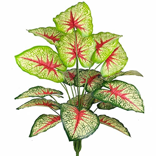 AIVORIUY Planta Artificial Arbol Tropical, Plastico Palma 73cm Falso Hoja Ramas Verde Filodendro Plantas Artificiales para Macetas Interior Exterior Hogar Oficina Sala Jardín Decoración (Rojo Verde)