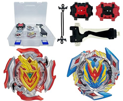 Gytobytle104 & 105 Bey Kampfkreisel Metal Fusion Blade Kreisel Set mit Launcher Griff Valtryek Achilles (Erweiterte Version)