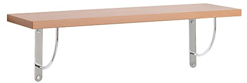 Eigentlich Wandregal mit grauen Regalwinkeln, Regalboden Breite 60, 80 o. 100cm wählbar, T25 x H2,5cm, Schweberegal versch. Farben Büroregal Hängeregal Bücherregal Regal (Regalboden 100cm, Buche)