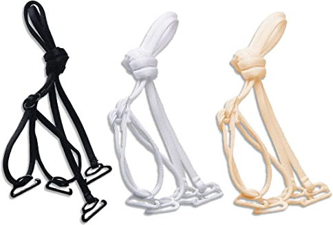Zeayebsr 4 mm breiter hochelastischer Dreizweck-Nylon-BH, verstellbare, rutschfeste Unterwäsche mit großen Schnallen, runden Schultergurten, Kreuz-BH mit Damen-Mädchen 3 Farben