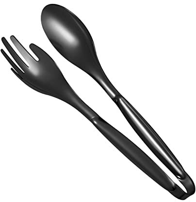 Rifuli # Edelstahl Salatzange BBQ Küche Kochen Speisen Servieren Bar Utensil (Black, One Size)
